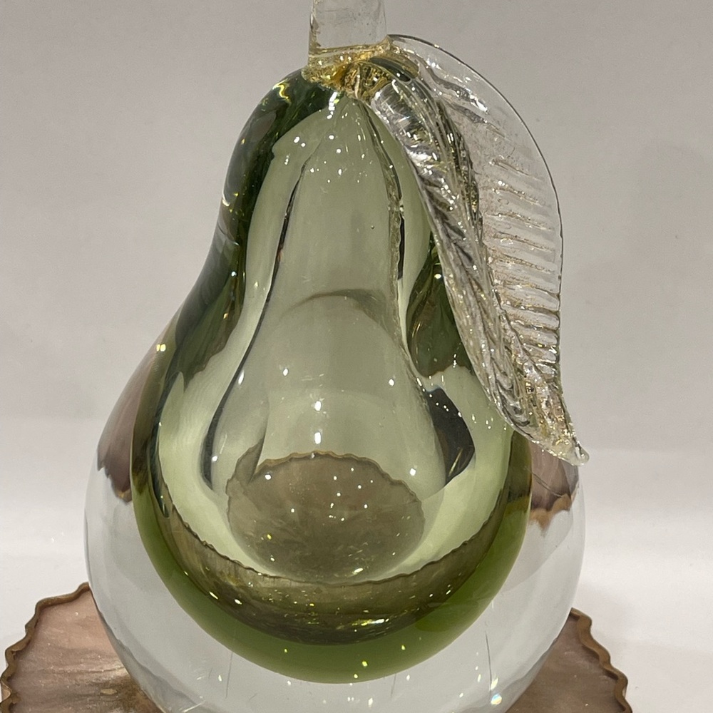 Alfredo Barbini Sommerso Gold Fleck Decor Murano Art ITALY Glass Pear Bookend - Picture 14 of 16